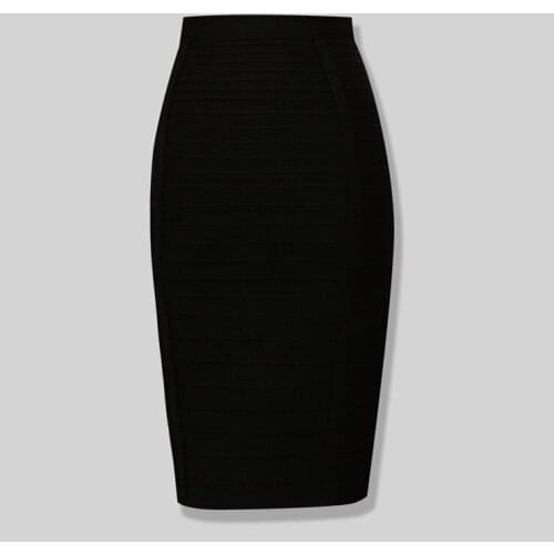 2020 new fashion rayon stripes knee length sexy lady party hl peceil caged black bandage skirt