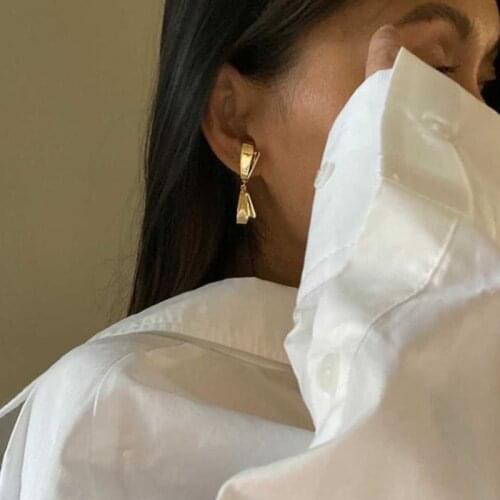 Brass With 18k Gold 2 Tone Knot Drop Earrings Women Jewelry Party T Show Gown Punk Gothic Top Runway Rare Korean Japan