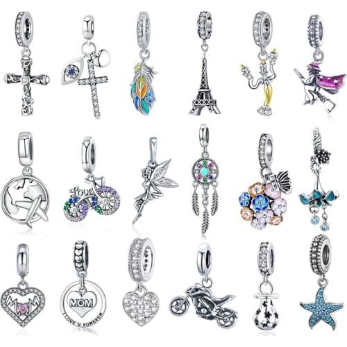 WOSTU Authentic 925 Sterling Silver Hot Sale Eiffel Tower Charms Pendant Fit Bracelet Women Fashion DIY Jewelry Gift Making