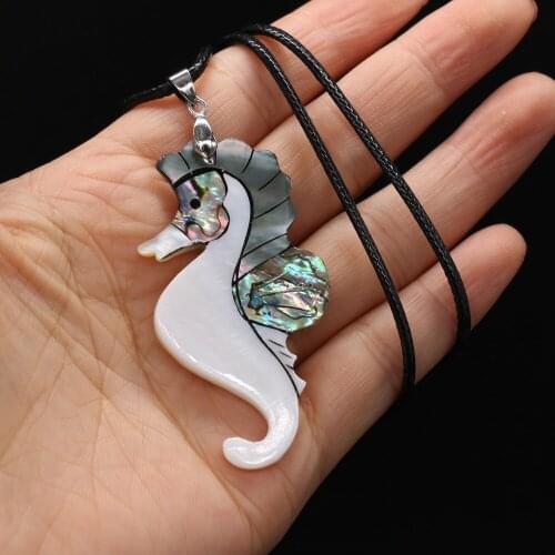 Natural Shell Animal Shape Mother of Pearl Shell Necklace Pendants Charms for Women Jewelry Gift Size 30x60mm Length 55cm