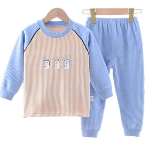 Winter Children Pajamas Suits Boys Girls 2021 New Cartoon Thick Flannel Fleece Baby Sleepwear Set Homewear Kids Clothes Pajamas