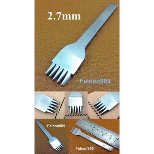 1pc 2.7mm 5prongs French Style leather Craft Lacing Chisel Pricking Iron Punch Tool Carving Stamping Knife Cutter Creaser Awl