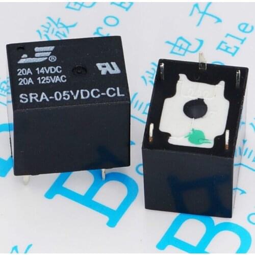 10pcs SRA-05VDC-CL 5VDC 20A Black Power relay PCB Type T74-5V 5 feet SRA-5VDC-CL 20A 125VAC Black relay Free shipping
