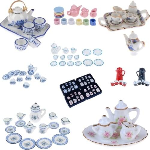 15/8/9/4/2Pcs 1:12 Dolls House Miniature Mugs Cups Pot Set 1/12 Furniture Toys Coffee Tea Cup Dollhouse Accessory
