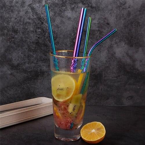 3pcs Stainless Drink Straws Set with carry box +1pcs Cleaner Brush, Reusable Straw Bar Accessories For Party Decoration