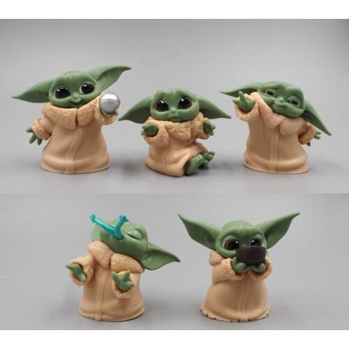 5PCS/lot 5-6cm Disney Star Wars Yoda baby Mandalorian dolls hand made toy decorations