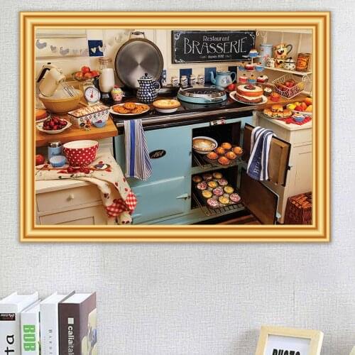 5D Diamond Painting "Kitchen cake" DIY Cross Stitch Kit Full Diamond Embroidery Mosaic Picture of Rhinestones Home Decor Gift
