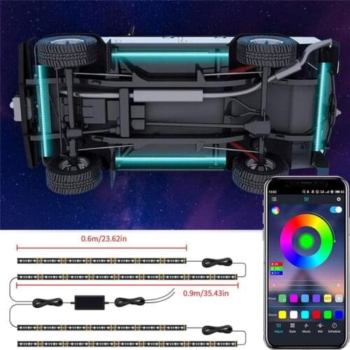Car Underglow Flexible Strip LED RGB Underglow Decorative Atmosphere Lamp APP/Remote Control Underbody System Neon Light