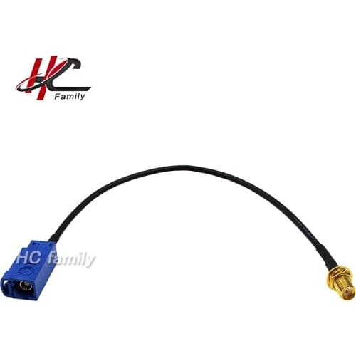 New blue Fakra C female jack to SMA female jack extension cable RG174 20cm 7.8in