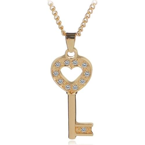 Lucky Hollow Love Heart Key Lock Unique Symbol Key Love Unlocking Tool Key Necklace Love Woman Mother Girl Gift Wedding Jewelry