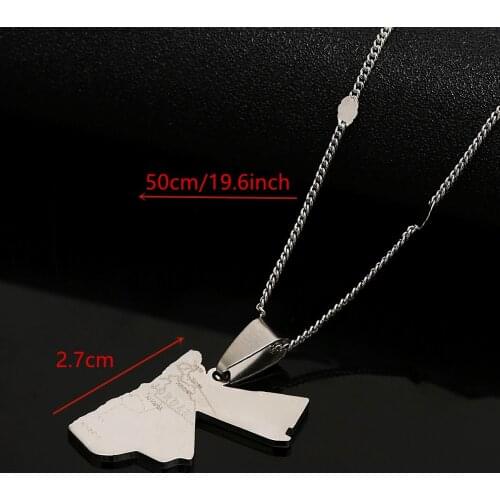 Stainless Steel Map of The Hashemite Pendant Necklace for Women Men Kingdom of Jordan Map Chain Jewelry