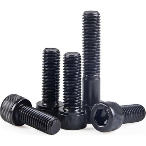 DIN912 Black Hex Hexagon Socket Cap Head Screws Full/Half Thread Allen Bolts Grade 12.9 Carbon Steel M1.4 M1.6 M2 M2.5 M3 M4