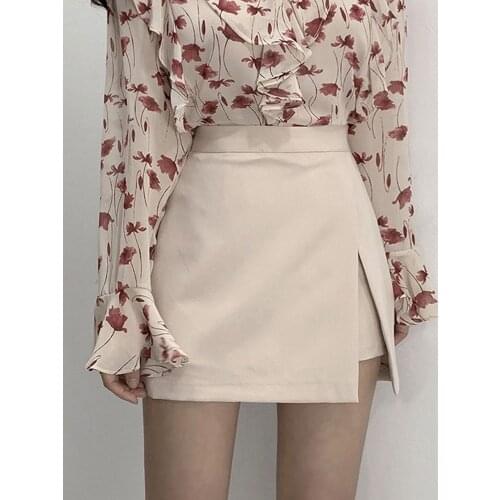 CX 2021 New summer women Open fork skirt shorts high waist Package buttocks Show thin Casual Fashion noodles shorts