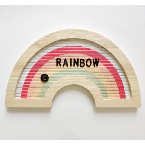 Nordic Style Wood Handwork Rainbow Felt Letters Boards Educational Board Birthday Christmas Gift for Kids Home Figurines