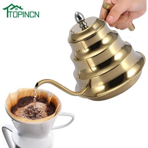 TOPINCN Stainless Steel Pour Over Coffee Kettle Long Narrow Spout Tea Pot 1.2L Over Coffee pot With lid