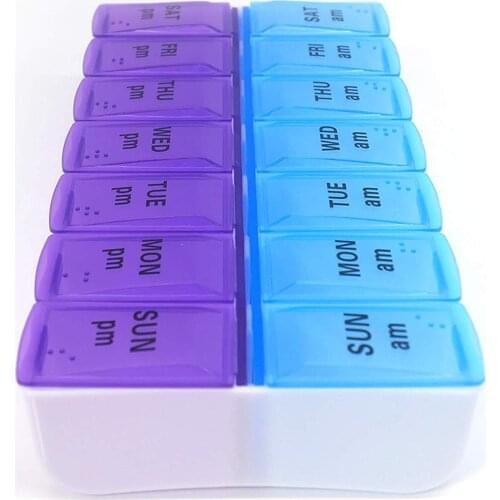 14/7 Grids 7 Days Weekly Pill Case Medicine Tablet Dispenser Organizer Pill Box Splitters Pill Storage Organizer Container