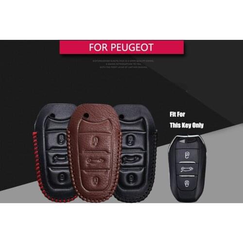 For Peugeot Key Case Leather Cover Chain Remote Key Fob Holder For Peugeot 301 308 408 2014 508 2008 3085 2015 3008 307 306 2020