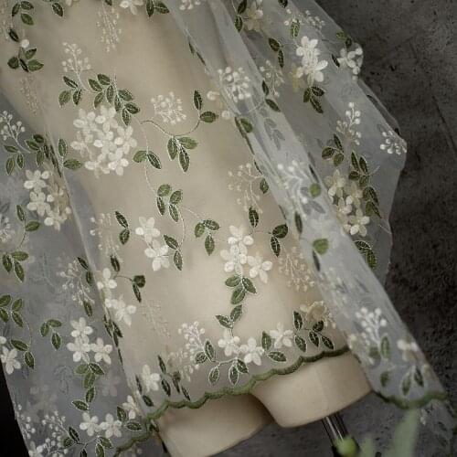 1M/Lot flower embroidery Organza lace fabric 5 style women dress curation decoration accessories