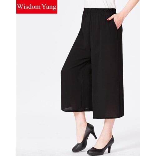 Summer Wide Leg Pants Women Casual 5xl Elastic High Waist Plus Size Loose Trousers Femme Female Culottes Solid Pant Clothes