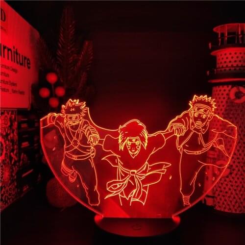 Naruto Shippuden 3D Night Light Anime Figure Hatake Kakashi Uchiha Obito Nohara Rin Lampara Led Luminaria Manga Decoration Lampe