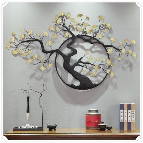 New Chinese Wrought Iron Welcoming Pine Zen Ornaments Wall Hanging Tree Decoration Crafts Home Living Room Sofa Background Mural