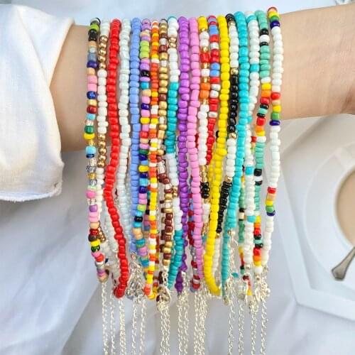 New Korea Colorful Beaded Charm Statement Short Choker Necklace for Women Vacation For Jewelry wholesale