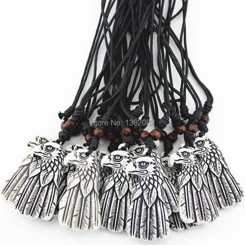 LOT 12pcs Imitation Yak Bone Carved Cool Eagle Pendant Necklace for Men Womens Gift MN566