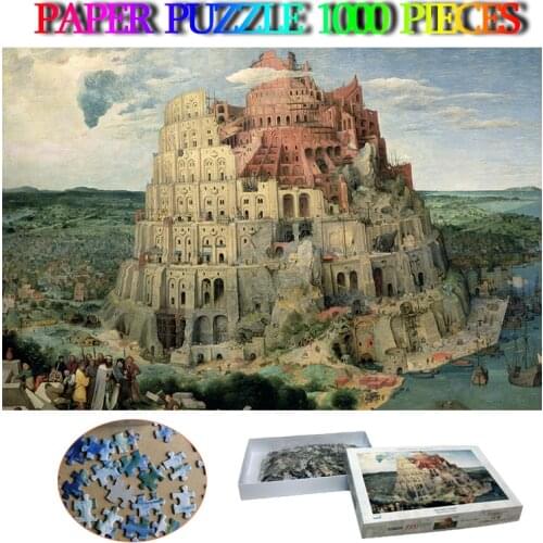 The Tower of Babel 1000 Pieces Paper Jigsaw Puzzle Adult Puzzle Famous Painting Kids Education Adults 1000 Pieces Puzzle Toys