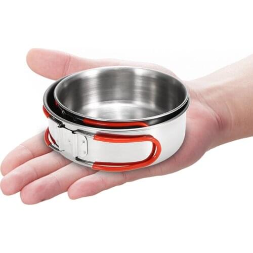 Camping Cookware Outdoor Cooking Bowls Portable Lightweight Pots Backpacking Hiking Trekking Picnic 2Pcs Stainless Steel Bowls