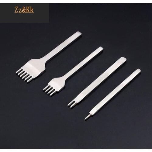 3mm/4mm/5mm/6mm Spacing Punch Tool 1/2/4/6 Prong For Leather Hole Punches Tool DIY Leather Craft Tools Lacing Stitching Sewing