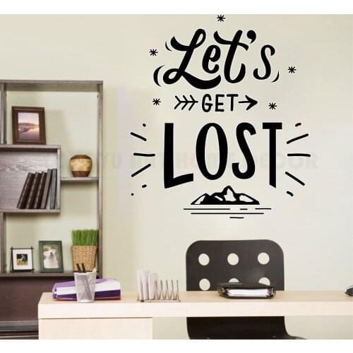 Travel Theme Adventures Wall Decal Lets Get Lost Mountain Quotes Wall Art Sticker Kids Inspirational Vinyl Stickers Y165
