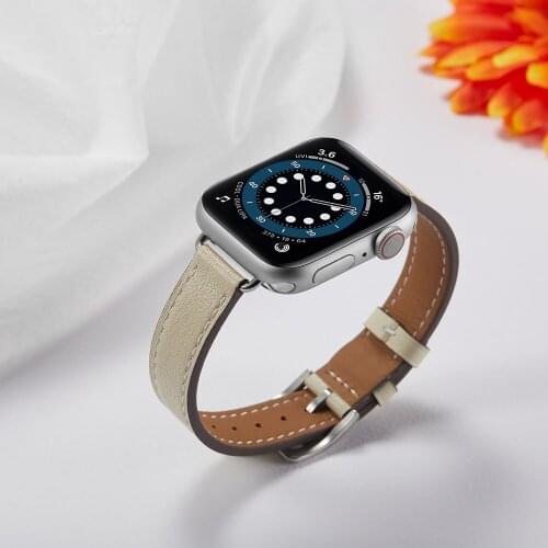 Applicable For Apple Watch 38mm 40mm 42mm 44mm Slimming Leather Strap Fashion iwatch 5 4 3 2 SE Ladies Bracelet Business Strap