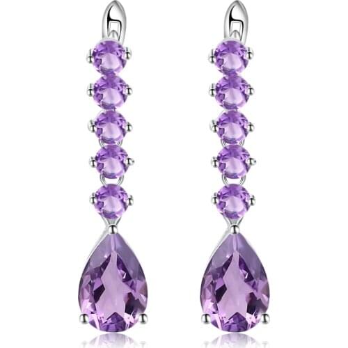 Gems Ballet 8.91Ct 925 Sterling Silver Gemstone Drop Earrings Natural Amethyst Vintage Earrings For Women Wedding Fine Jewelry
