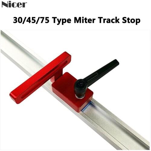 30/45/75 Type Miter Track Stop for T-slot T-track Stop Aluminium Alloy T-tracks Slot Miter Chute Limiter Woodworking Tools