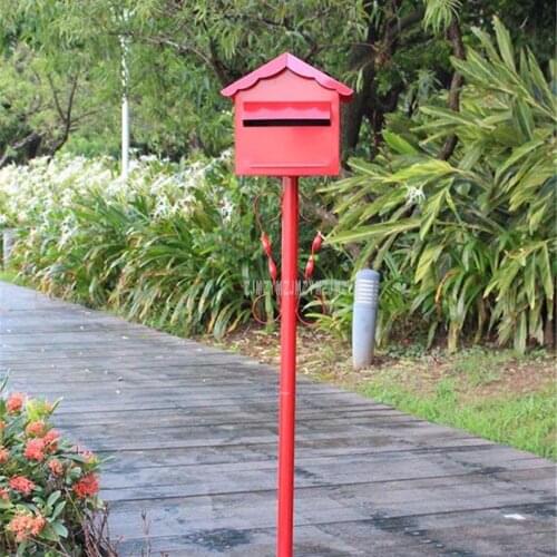 Korea Style Garden Park Security Stand Floor Mailbox Postbox Metal Anti-discolouring Outdoor Suggestion Letter Box Red JHC-1004