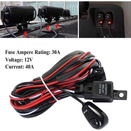 Universal Car Fog Light Wiring Harness Kit Loom For LED Work Driving Light Bar With Fuse And Relay Switch 12V 40A