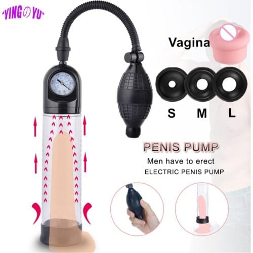Male Penis Enlargement Vacuum Pump Penis Extender Sex Toys for Men Cock Enlarger Trainer Delayed Ejaculation Rings Adult Product