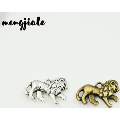MENGJIALE 15pcs/lot Vintage Two Color Lion Charms Making pendant fit DIY Handmade Jewelry 22*15mm
