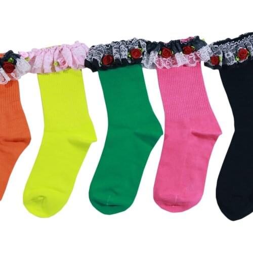 Real Shot Lace Ladies Socks Hand-sewn Girl Socks Cotton Spandex Blend Street Trend Independent Design Socks