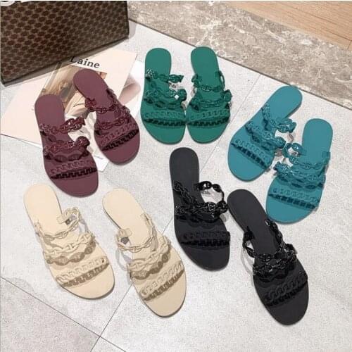 2021 Spring/summer new candy color women PVC outdoor leisure all-match fashion non-slip beach slippers home durable ms sandals