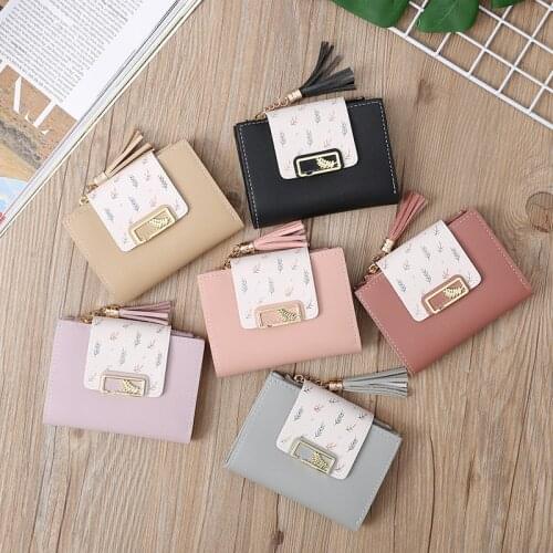 2020 Tassel Women Wallet Small Cute Wallet Women Short Leather Women Wallets Zipper Folding Purses Female Purse Clutch