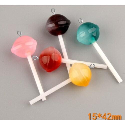 10pcs Simulated sugar candy lollipop charms resin cabochon decoration craft ornament fittings DIY food pendant jewelry material