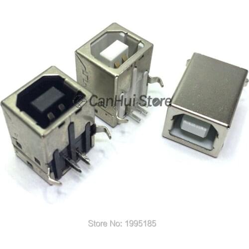 10PC USB 2.0 Connector Socket Jack Female Type B 90/180 Degree Connector Soldering PCB Connector D Printer Interface White/Black