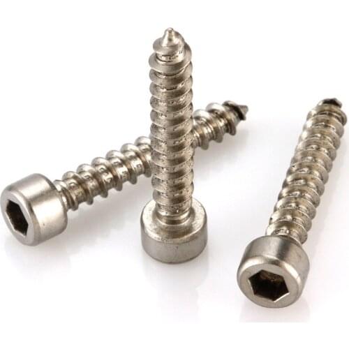 100Pcs 304 stainless steel M5*16/20/25/30/35/40/50mm Cylindrical head hex self tapping screw self tapping screw Model ScrewsGB70
