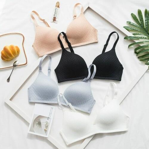 2 Piece Women Fashion Black Skin Gray White Wireless Padded Bras Japanese Sexy One-Piece Bras Bralette Cup A B Underwear 2 Pcs