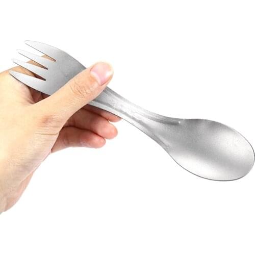 2 In 1 Outdoor Ultralight Titanium Spoon Fork Folding Tableware Camping Picnic Travel Cookware Utensil Cutlery Fork