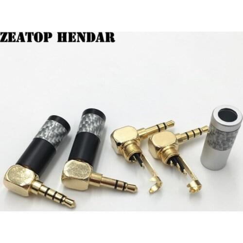 5Pcs Angle 3.5 mm 3 / 4 Pole Stereo Male Jack 3.5mm Audio Plug for DIY Repair HIFI Headphone Solder Cable Carbon Fiber Connector