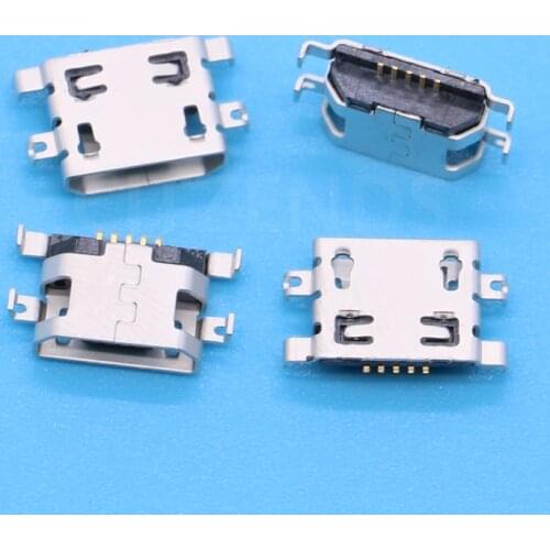 50pcs Micro USB Connector 5pin heavy plate 1.6mm no side Flat mouth without curling side Female For Mobile Phone USB tail plug