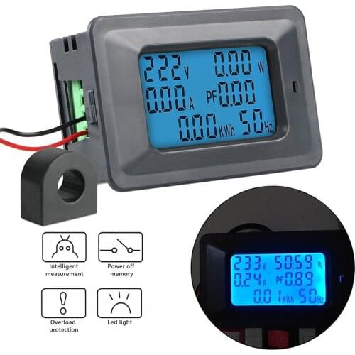 6 IN 1 Ammeter AC Watt Voltage Detector Amp Meter Mini Voltmeter Din 20A 100A 110V 220V LCD Tester Spanningstester Voltimetro