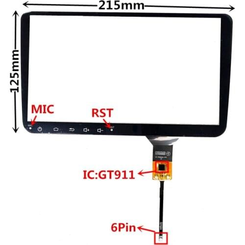 9 inch GT911 Capacitive Touch Digitizer for Volkswagen Car DVD GPS navigation multimedia Touch screen panel Glass